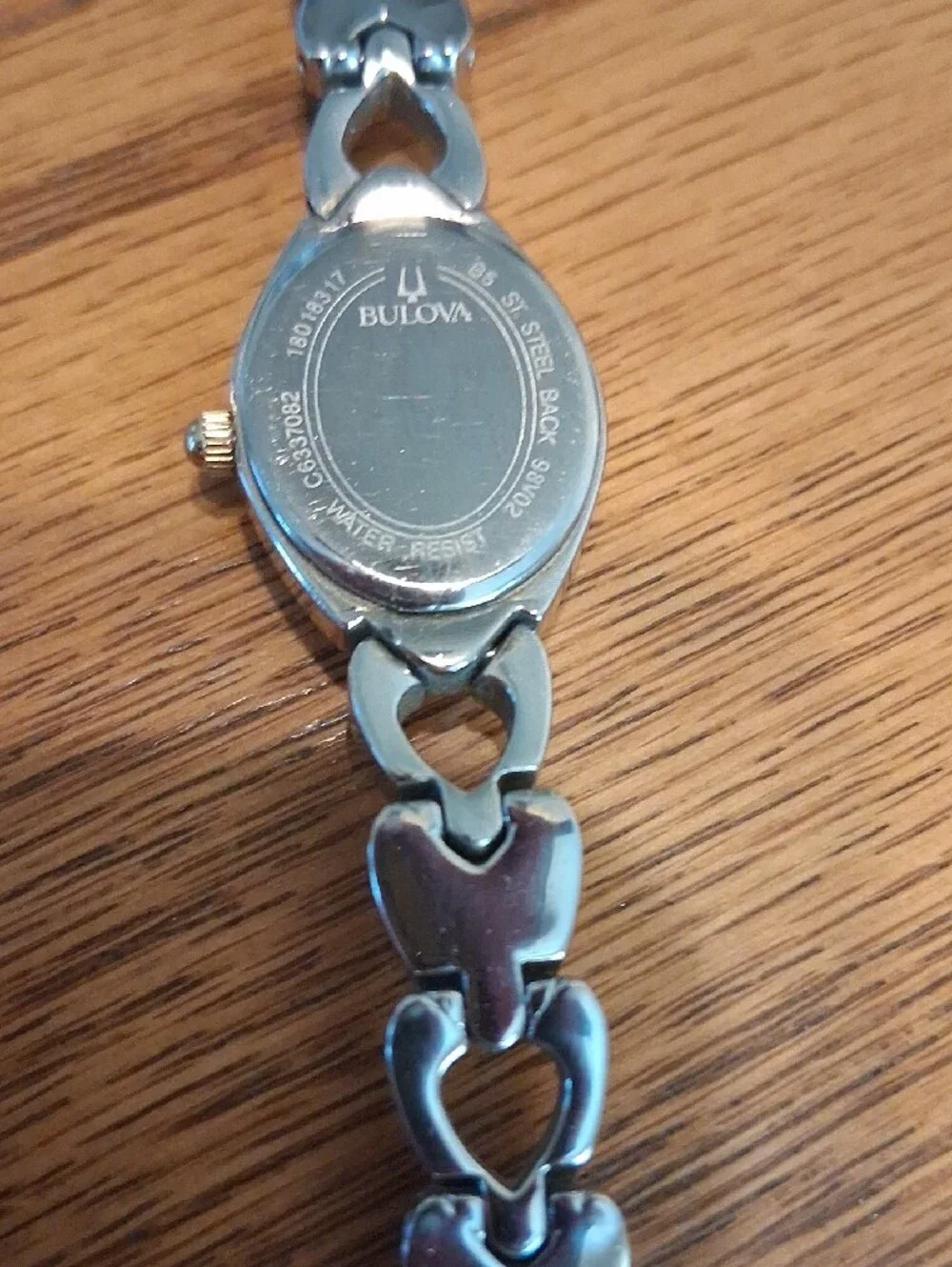 Bulova Two-Tone Heart Link Bracelet Watch in Silver and Gold